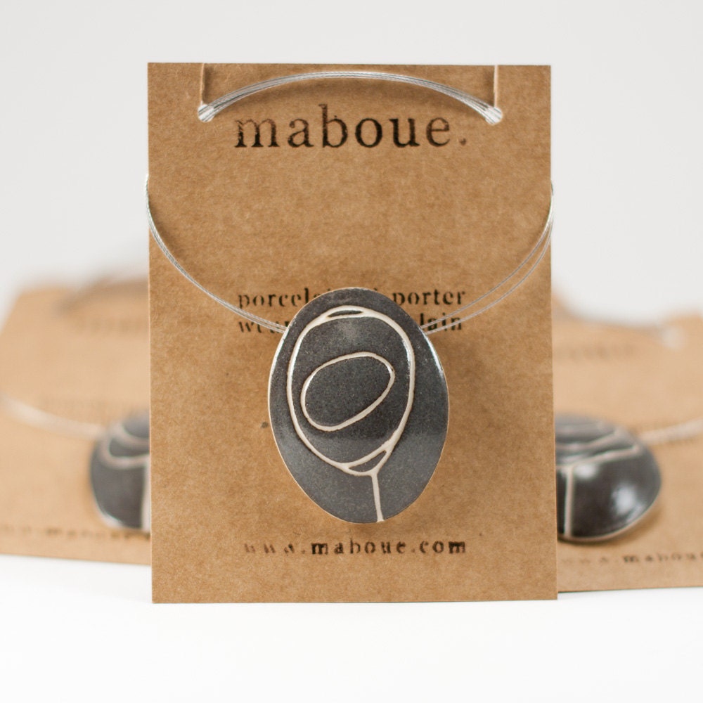 Growing On You in Taupe - Oval Porcelain necklace