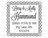 Custom Address Stamp - Scallop Square Address - Rubber Stamp PR453
