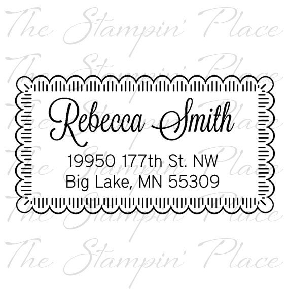 Custom Address Stamp - Scallop Frame Address - Rubber Stamp PR461