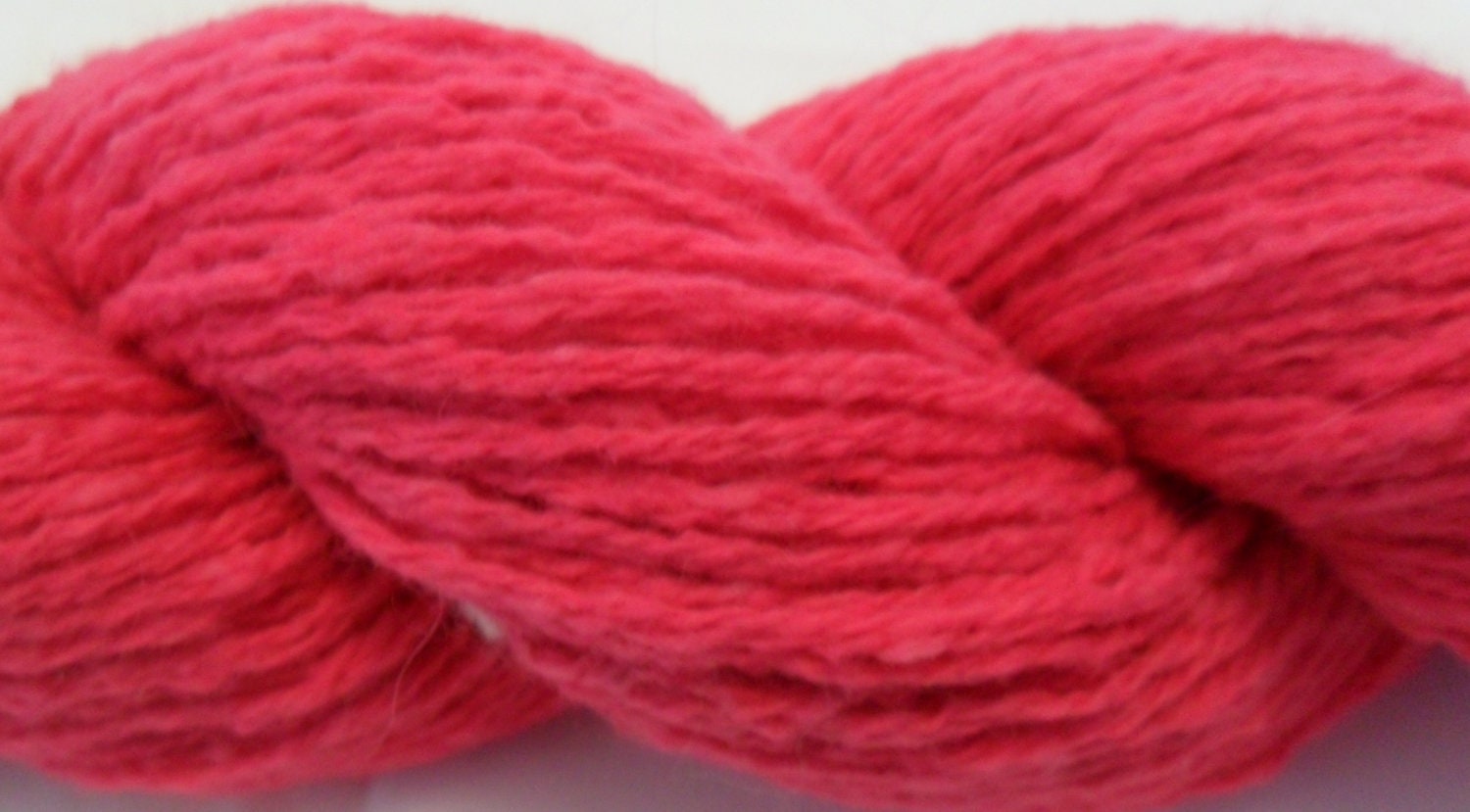 Hot Pink Merino and Angora Reclaimed Yarn- 195 yards