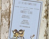 Where the wild things are baby boy shower invitations, wild rumpus digital, printable file (item 1269)