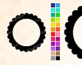 Digital Frame - Scalloped Circle Frames - Clipart Frames - Personal & Commercial - Instant Delivery