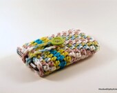 Crocheted iPod / iPhone / MP3 Player / Mobile Phone Cozy in Blue and Lime Ombre