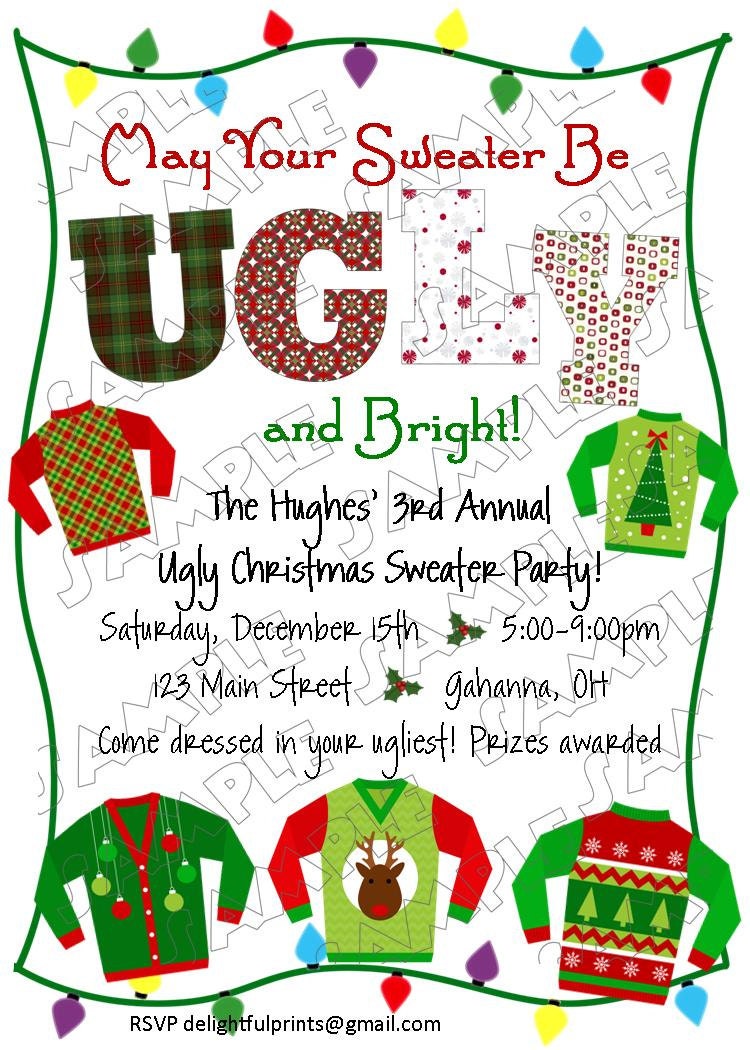 Ugly Christmas sweater holiday party ...custom you print card by delightfulprints Il_570xn
