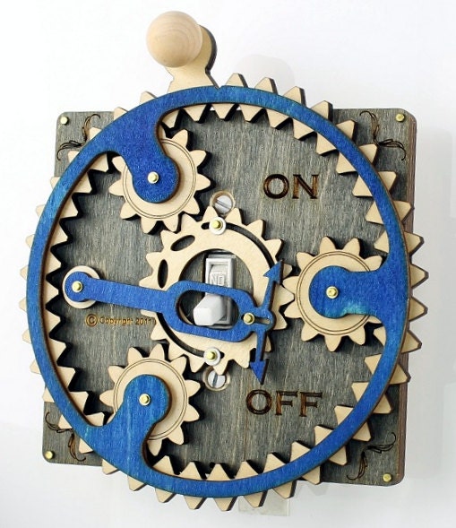 Blue Gray Planetary Gear Light Switch Plate