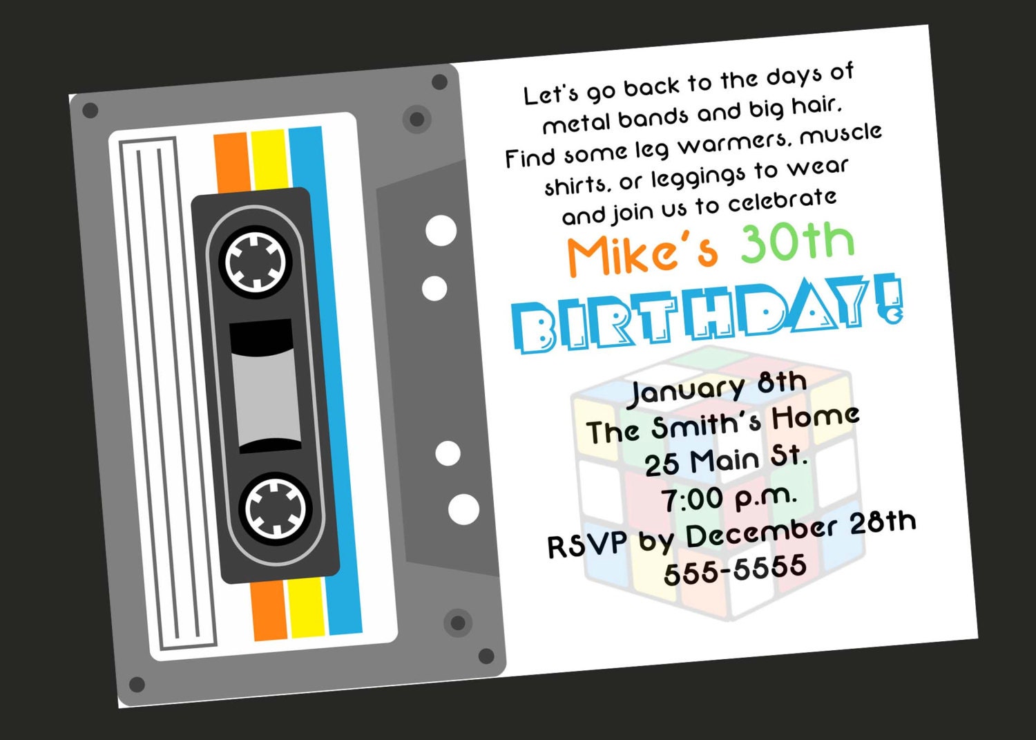 80's Theme 30th Birthday Party Invitation Il_570xn