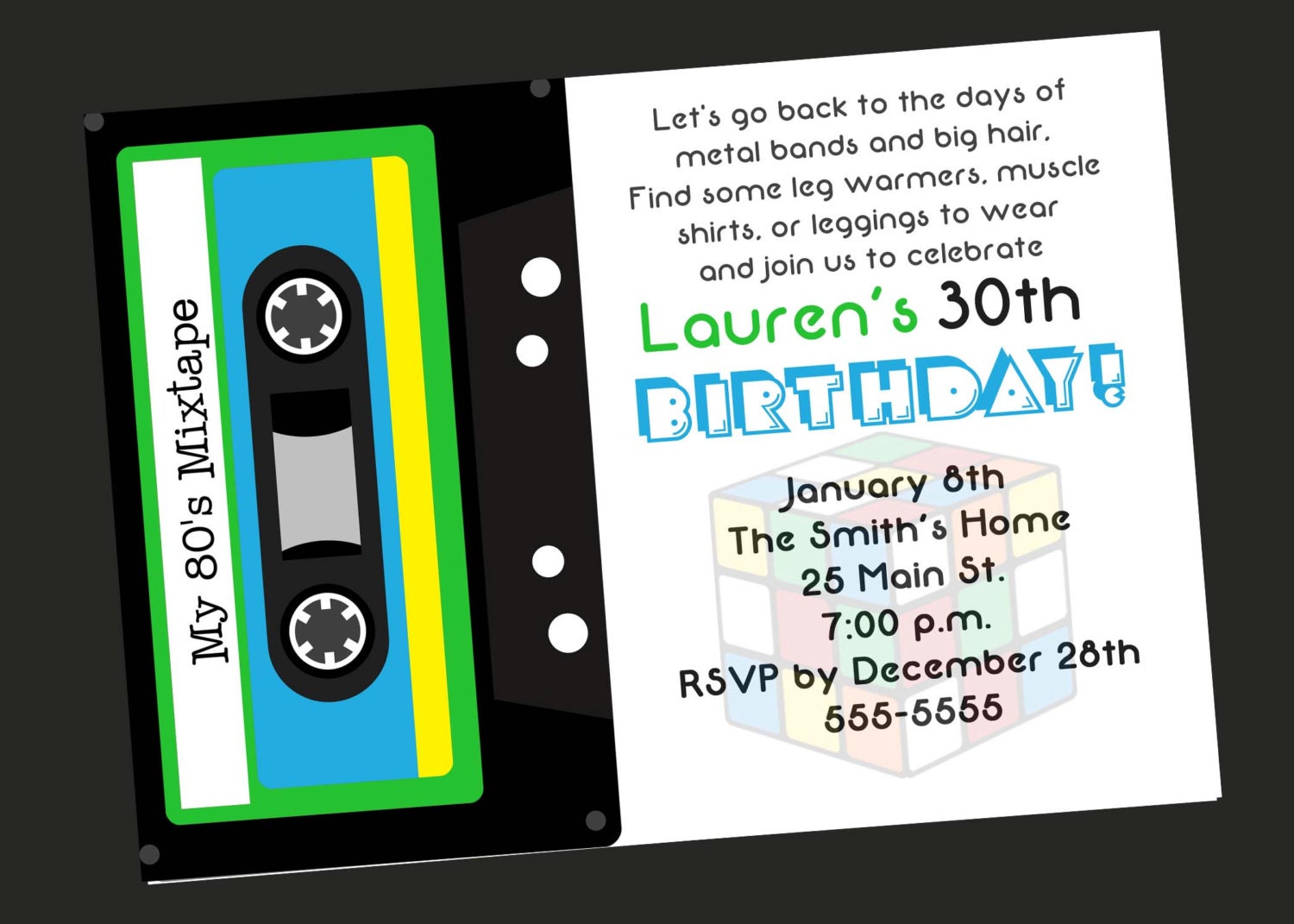 80's Theme 30th Birthday Party Invitation Il_570xn