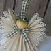 Country Angel Christmas Ornament Beige Paper Ribbon Angel Green Plaid Ribbon Trim CWWOFG