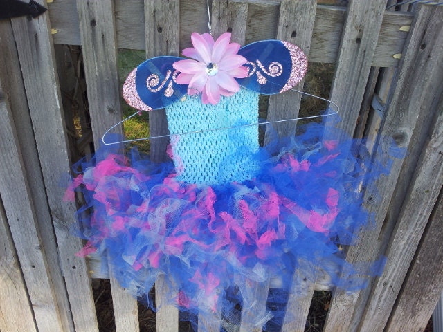 Children's Pink and Blue Fairy Butterfly Tutu Dress Wings Crown Package