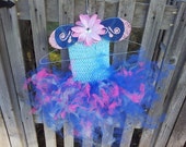 Children's Pink and Blue Fairy Butterfly Tutu Dress Wings Crown Package