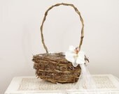 Orchid Flower Girl Basket - Birdsnest style basket