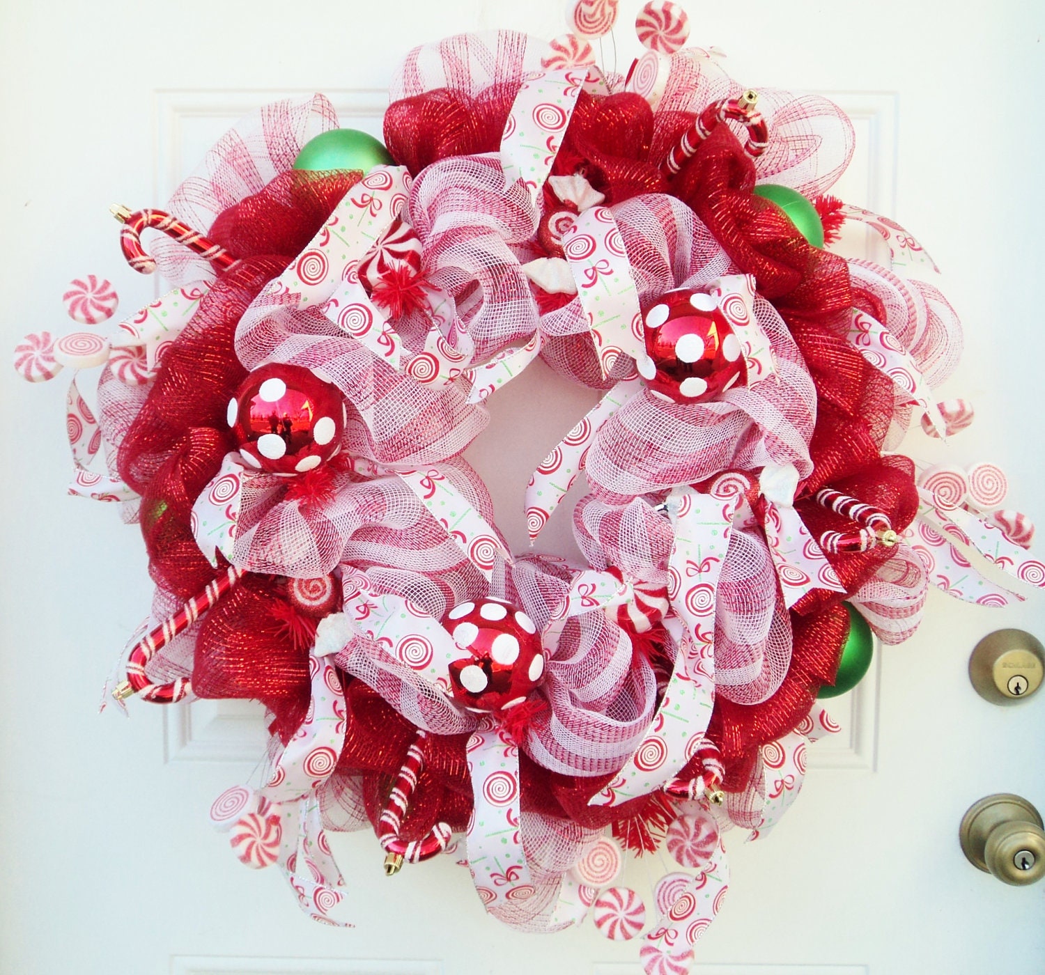 Peppermint Christmas Wreath Deco Mesh Christmas Wreath