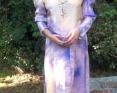 Silk Tie Dye Pastel Cutout Shoulder Maxi Dress and Cocoon Jacket