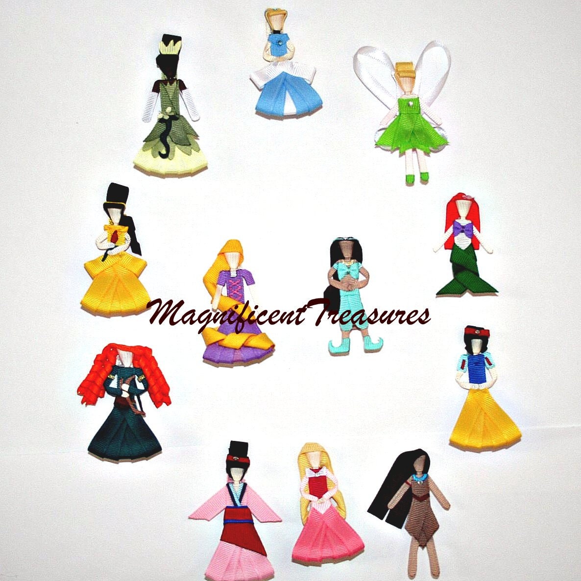 Princess Inspired Ribbon Sculptures Set of 12 Clips
