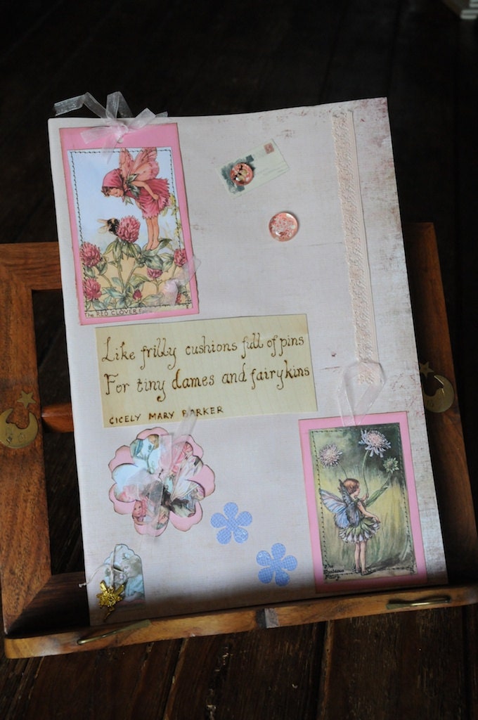 Pink Flower Fairy Journal, Shabby Chic notebook, sketchbook, scrapbook, Ideal Christmas Gift for Her Mum Teen Girl pyrography Plain book