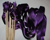 Tie the Knot - Satin Wedding Ribbon Wands - Custom Colors - Pack of 100 - Shown in Plum
