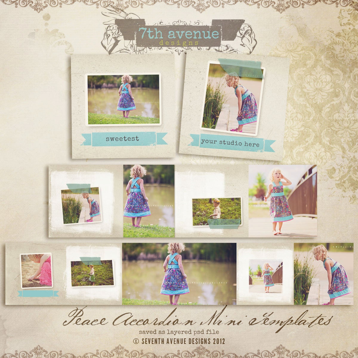 Peace 3x3 Accordion book templates for photographers