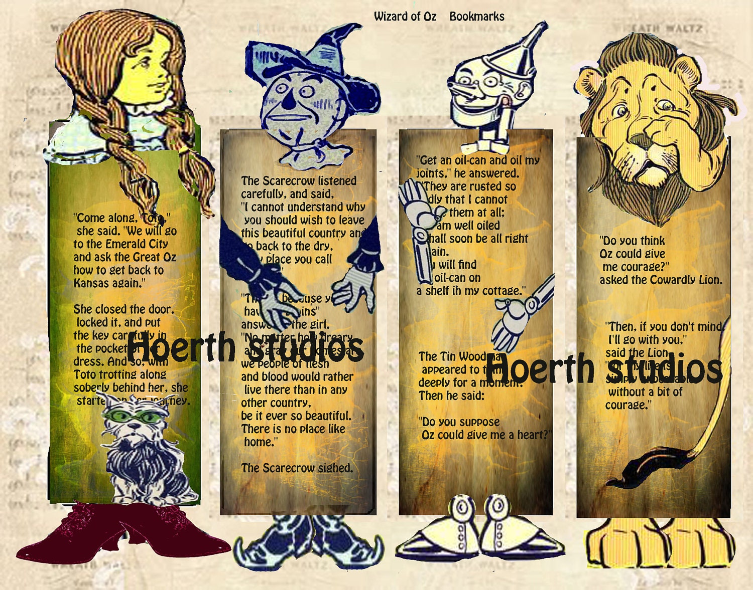 Wizard of OZ Bookmarks digital download file
