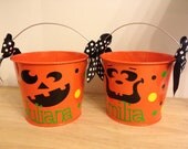 Halloween bucket: Personalized halloween trick or treat metal bucket, 5 quart