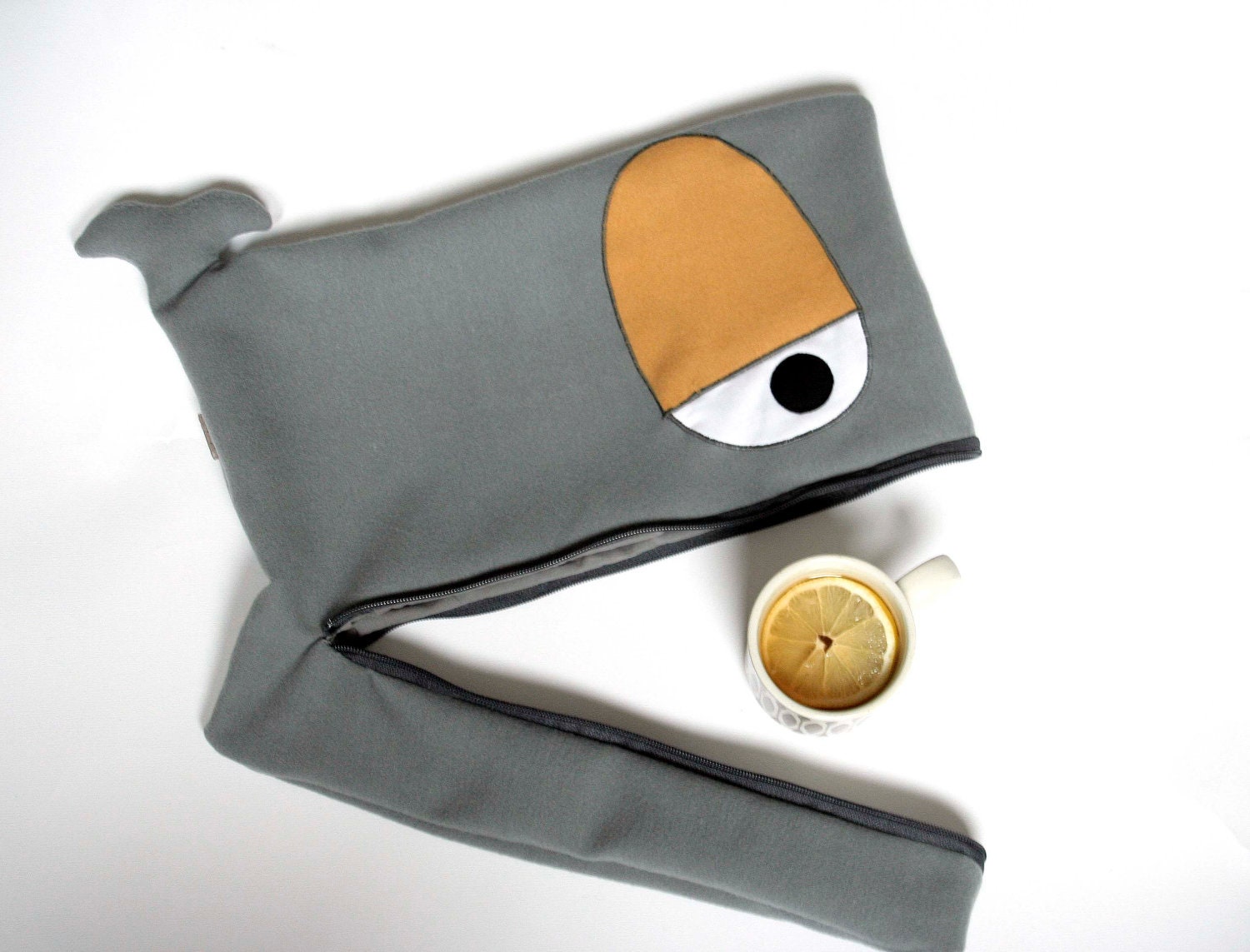 Soft Grey Whale laptop sleeve, laptop cozy  17, inch, 15 inch,13 inch, made to order