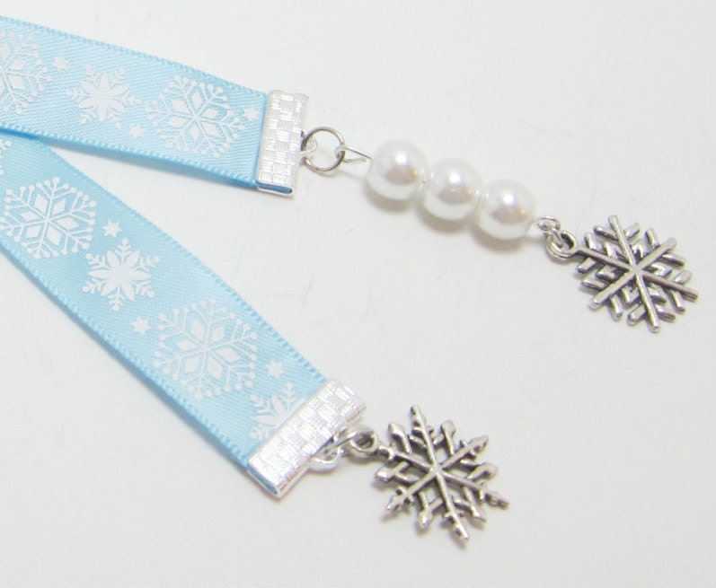 Baby Blue Snowflake Ribbon Bookmark