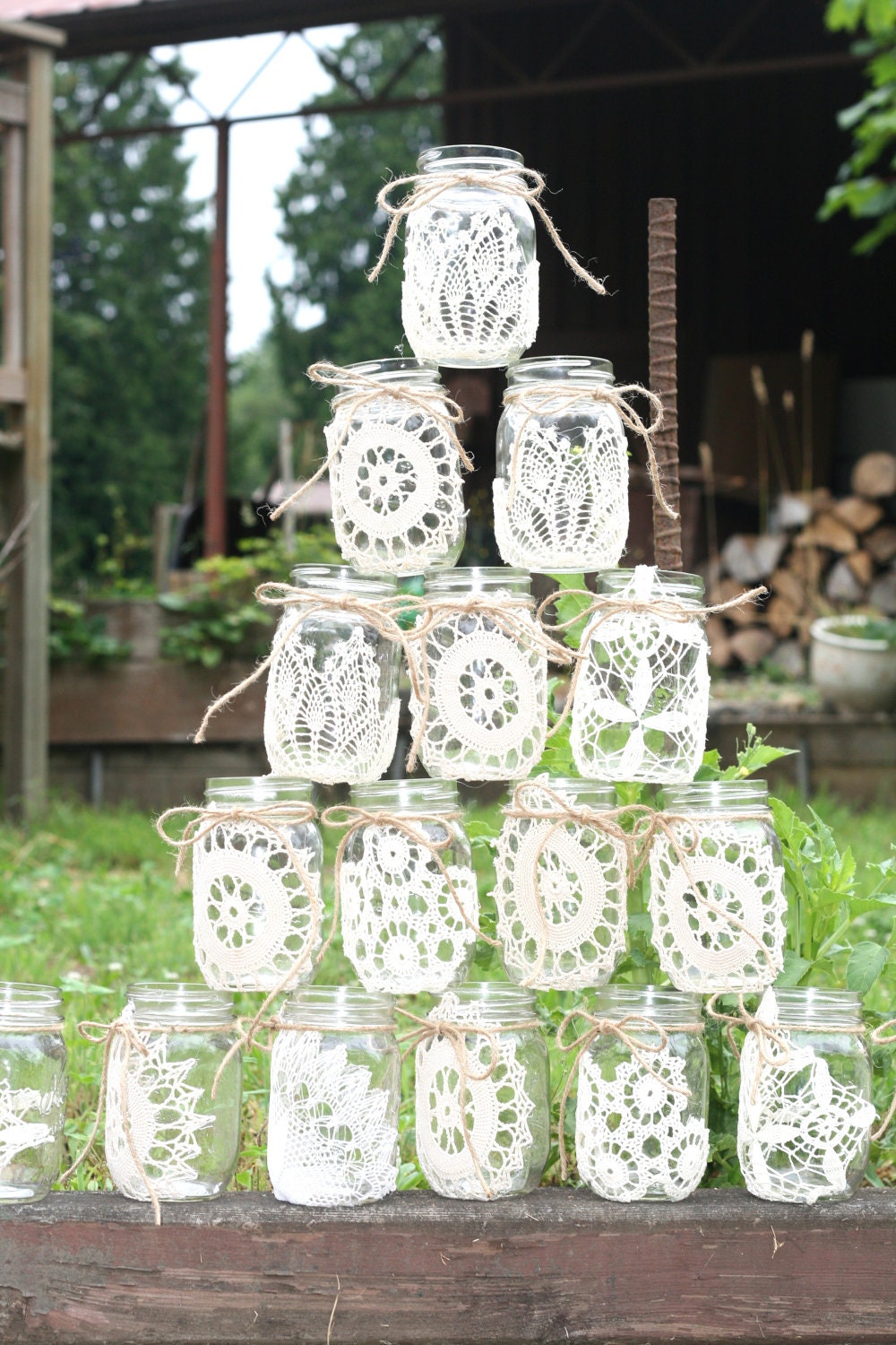 Vintage Lace  Mason Jar