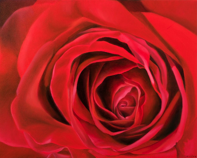 Print Oil Painting Red Rose -Gift of the Rose Collection- Fine Art Quality Open Edition-Respect- 8x10