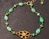 Chrysoprase Bracelet  - Gold bracelet - Vermeil Filigree bracelet - Wire wrapped bracelet - bridesmaid bracelet - Mother's Day Gift