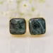 Stud Earrings - Cushion Cut Raw Emerald Stud Post Earrings - Gold Stud Gemstone Earrings - May Birthstone Earrings