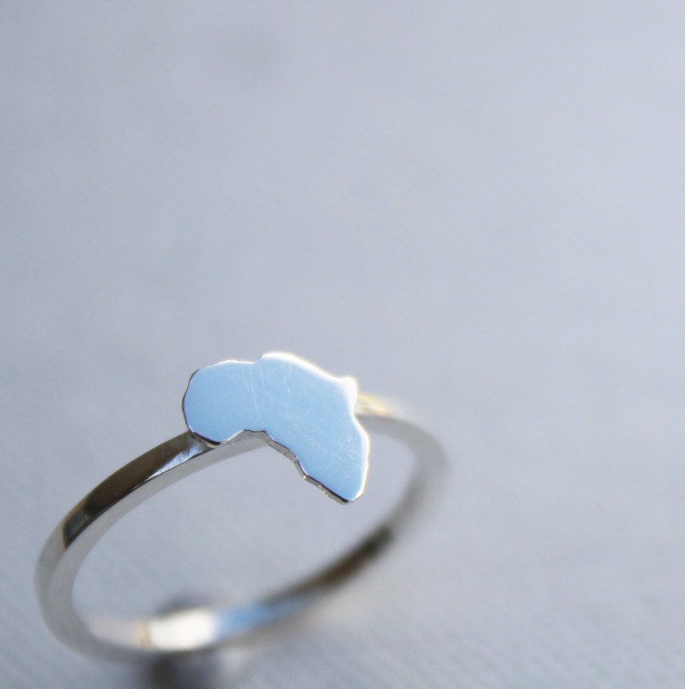 Africa ring tiny African continent ring delicate stacking ring custom country ring