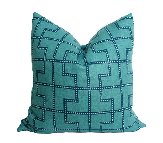 Bleecker - Celerie Kemble - Peacock Colorway - 19x19 Designer Pillow Cover (single-sided)