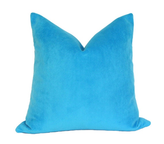 Medium Blue Velvet Pillow Cover 17x17