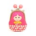 Pink felt applique Russian doll clutch pouch