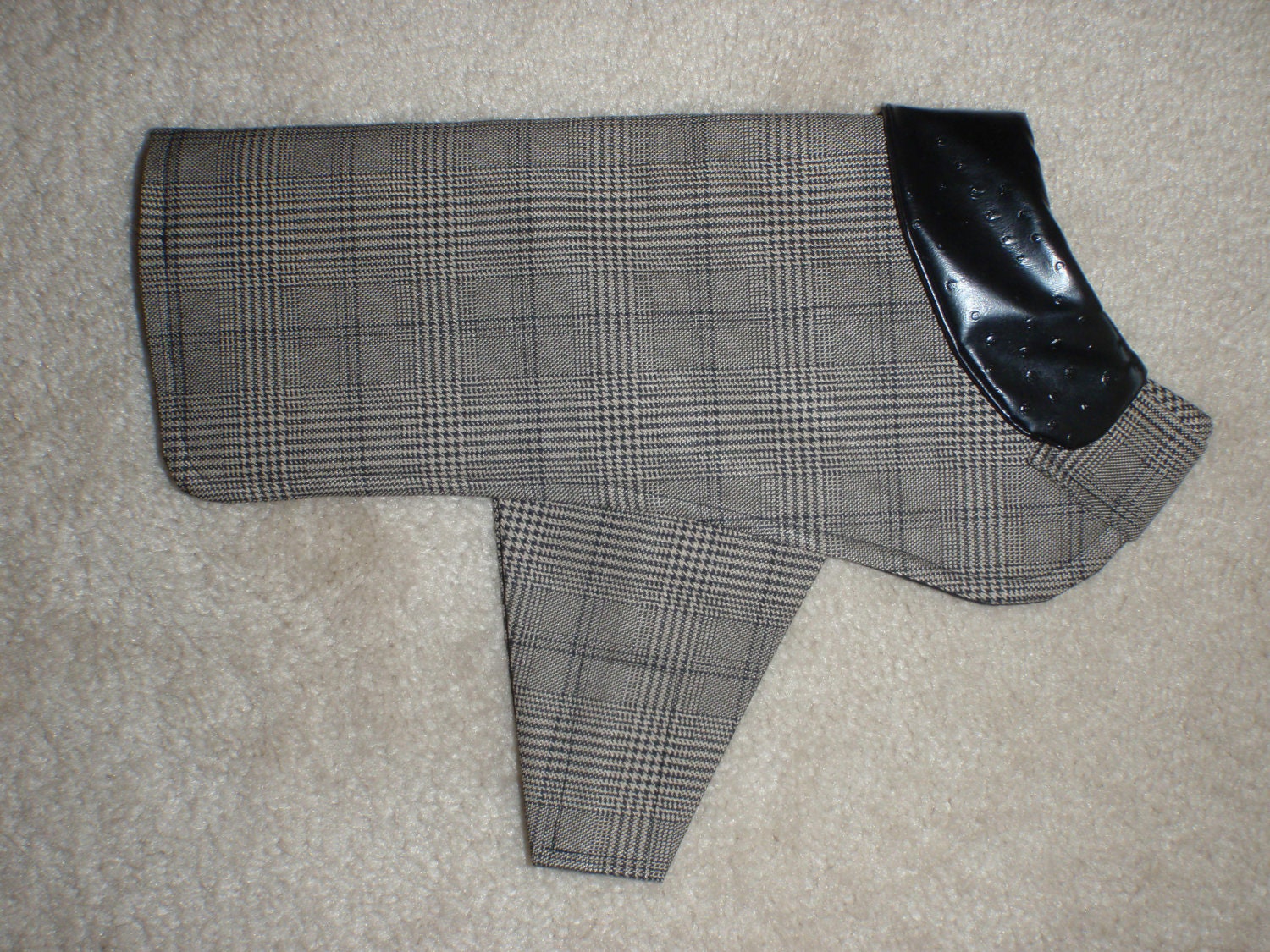 Black and Tan Plaid Dog Rain Coat