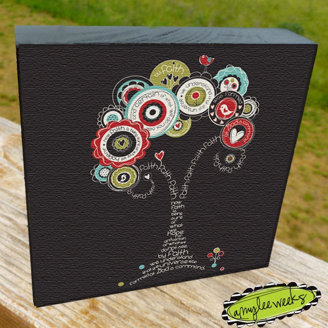 Christian Art,  Scripture Art, Trees of Hope - Faith, art block (size-5x5)