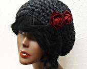 Womens Winter Hat Hand Crochet Chunky Slouchy Hat