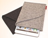 iPad Mini Wool Felt Sleeve/Case Double Pocket in Granite