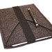 iPad Mini Wool Felt Sleeve/Case Double Pocket in Anthracite with Elastic Trim