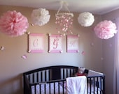 Tissue Pom Poms - Set of 4 Poms - Birthday - Nursery - Shower - Wedding - Ceremony Decorations