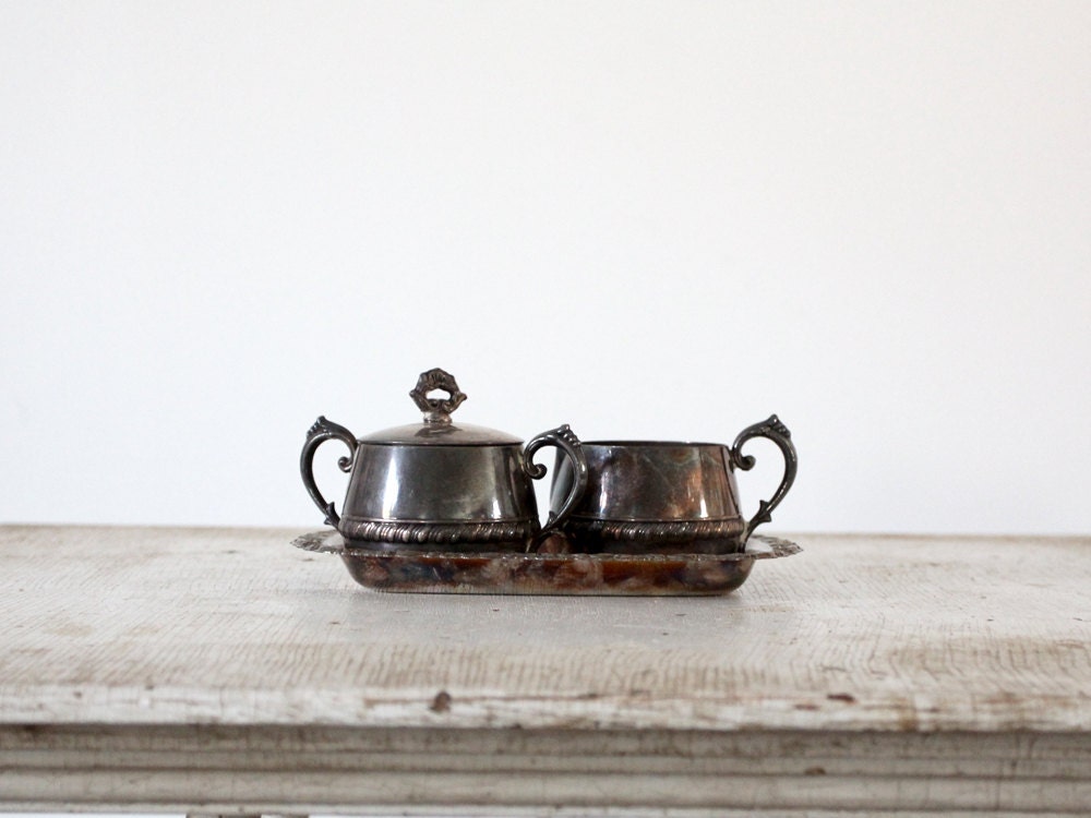 Vintage Silver Cream and Sugar Set / Silver Tea Set