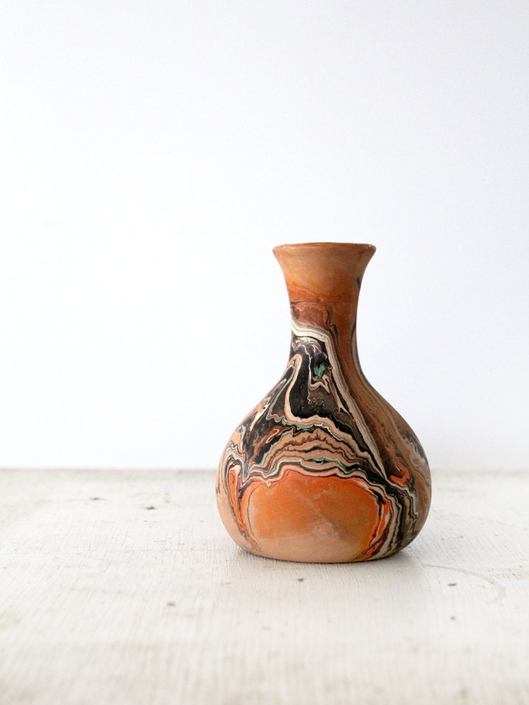 Vintage Nemadji Pottery // Clay Vase // Dusty Swirler