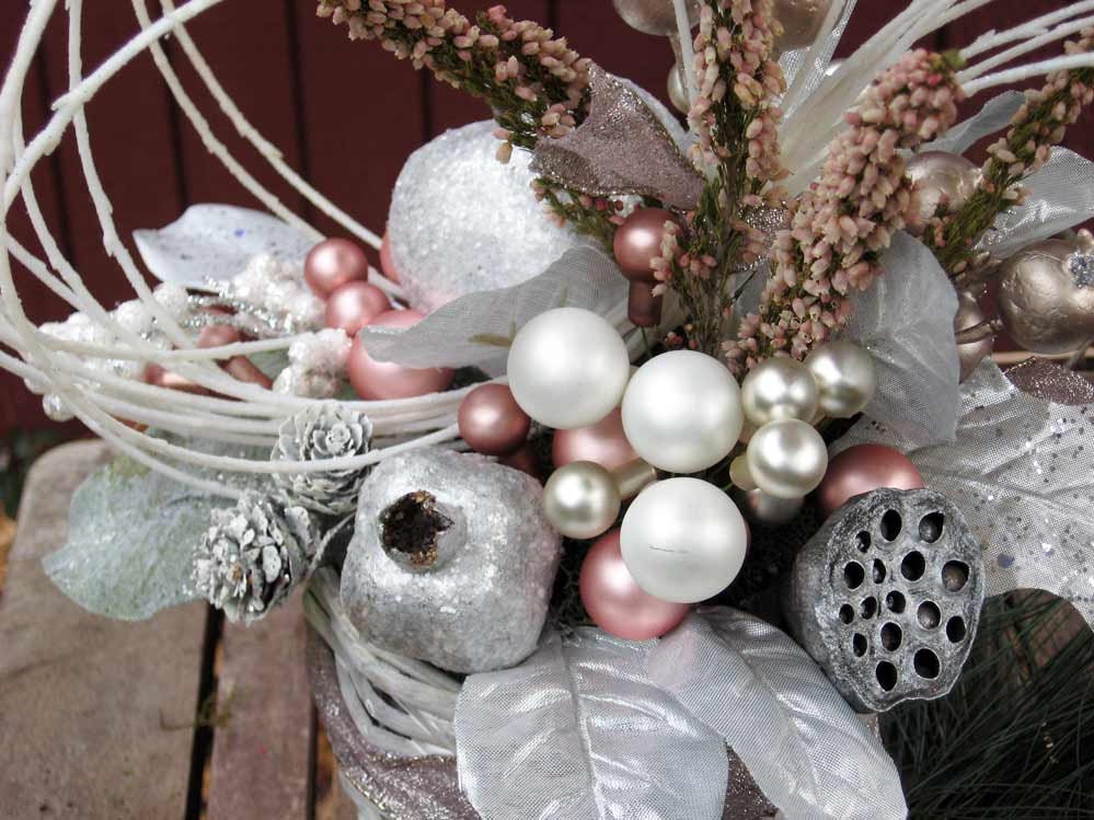 The "Sugar plum basket"  The Nutcracker decor, ballet theme wedding centerpiece, pink, mauve, white, silver, winter New Year's Eve