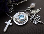 Nurse RN Medicine Medical Theme Charm Necklace, Nurse's Prayer Necklace, Jewelry for Nurses, RN Nurse Charms