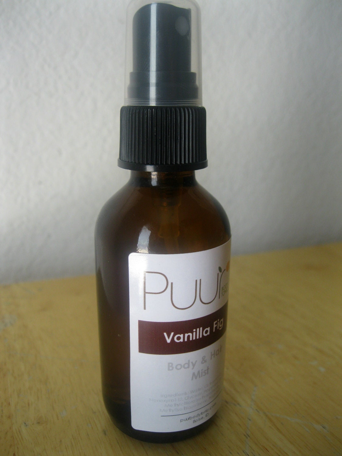 Vegan Body Spray - Vanilla Fig Splash - Hair and Body Spritz - 2oz amber glass bottle