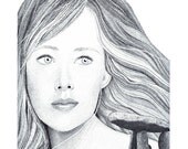 Art Drawing Pen And Ink Illustration A4 Print Portrait Woman Standing Stones Mythical Pointillism Black And White Art