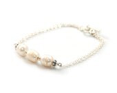 Triple Freshwater Pearl and Silver Bracelet - Modern Wedding, Bridesmaids Gifts