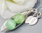 2,3 or 4 Peas In A Pod - Sterling Silver Personalized Peapod. Czech Faceted Stones For Mom, Friends, Brides, Bridesmaids, Shower Gi