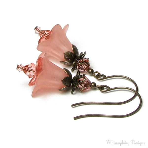 French Pink Floral Crystal Earrings