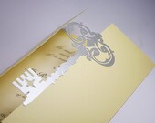 Wedding Invitations Set with Vintage Key to my Heart, Cutout, Scrapbook, Papercut by Mama Tita