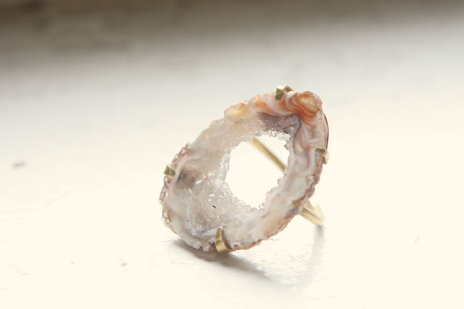 Brazilian 'Oco' Geode Prong Set Ring
